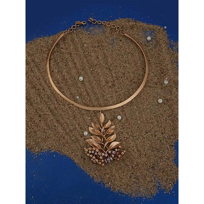 Suhani Pittie Gold Plated Haslee With Fucus Leaf And Pearl Reef Pendant