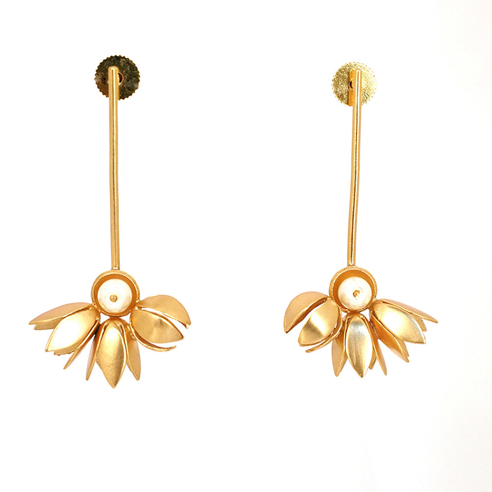 Suhani Pittie Gold Plated Wire And 3 Bud Pearl Earrings