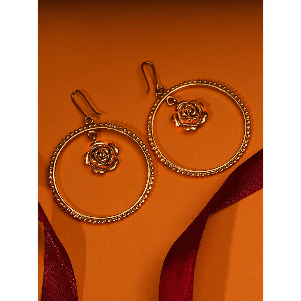 Suhani Pittie Gold Plated Round And 3D Rose Earring