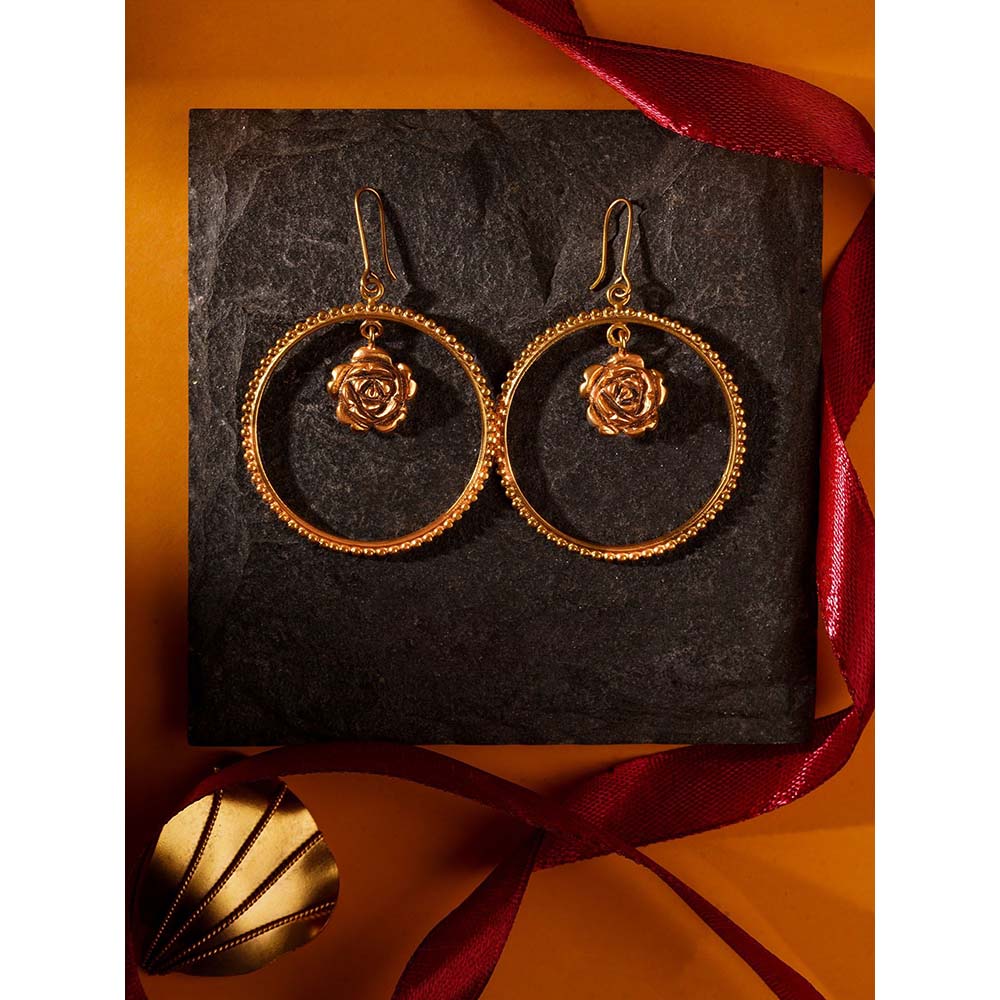 Suhani Pittie Gold Plated Round And 3D Rose Earring