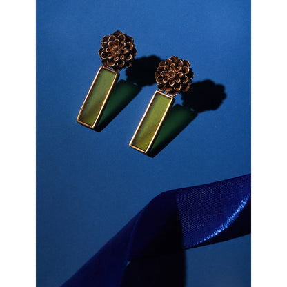 Suhani Pittie Gold Plated Marigold And Yellow Acrylic Strip Stud