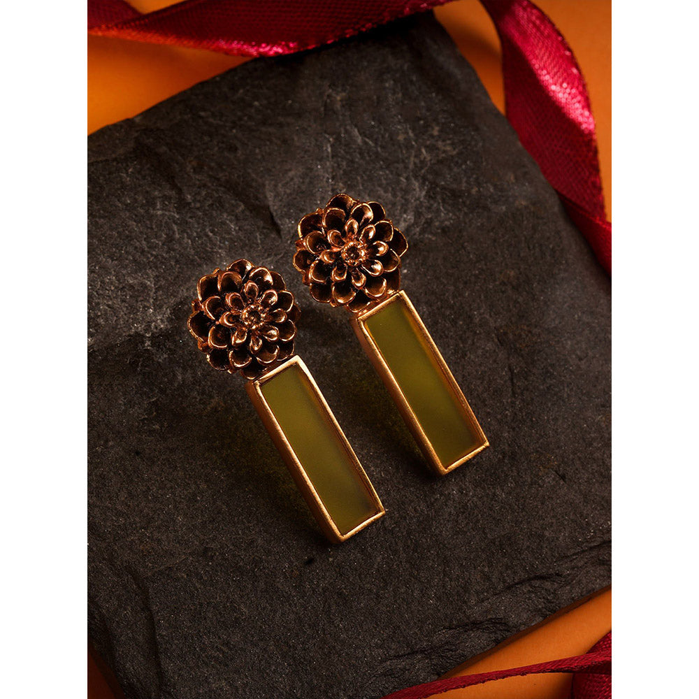 Suhani Pittie Gold Plated Marigold And Yellow Acrylic Strip Stud