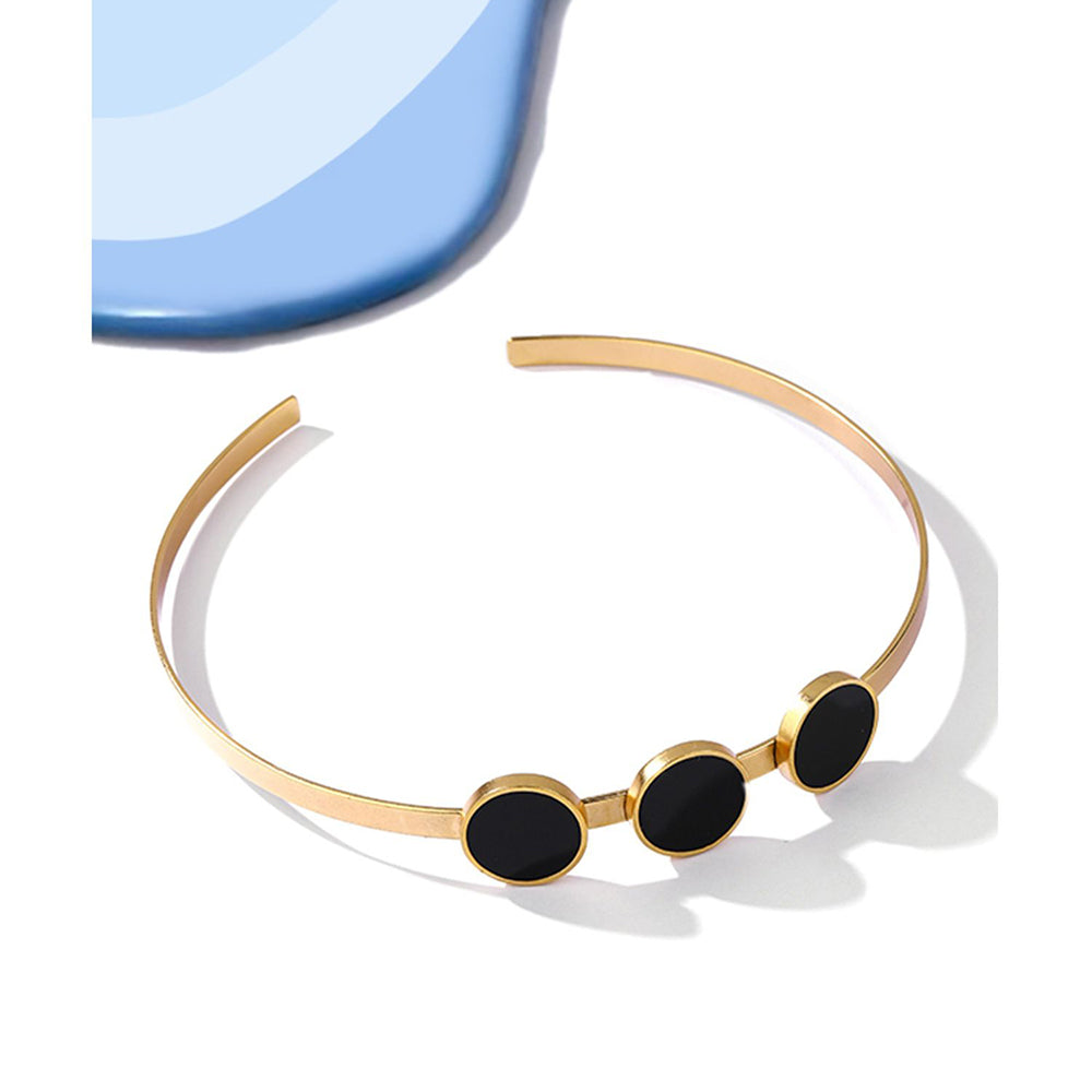 Suhani Pittie Gold Toned Open Choker Necklace with Black Perspex Discs