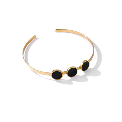 Suhani Pittie Gold Toned Open Choker Necklace with Black Perspex Discs