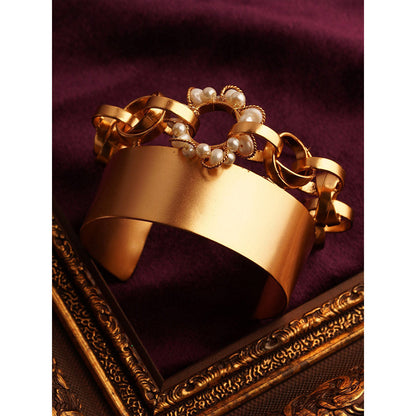 Suhani Pittie Neutron Loop and Pearl Halo 22k Gold Plated Cuff