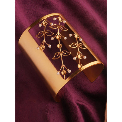 Suhani Pittie Fern Fantasy Pearl 22k Gold Plated Cuff
