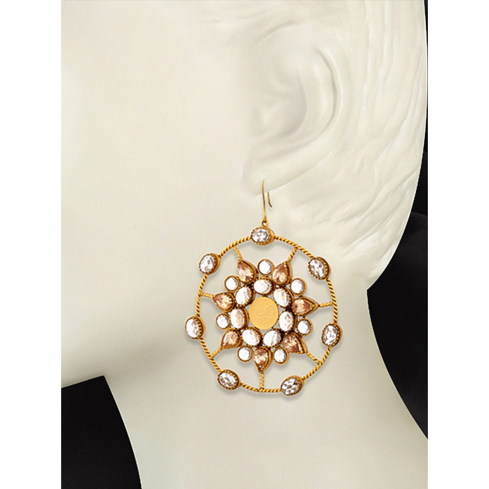 Suhani Pittie Gold kaleidoscope crystal spiderweb Drop earrings