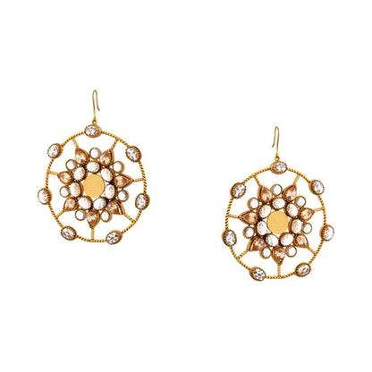 Suhani Pittie Gold kaleidoscope crystal spiderweb Drop earrings