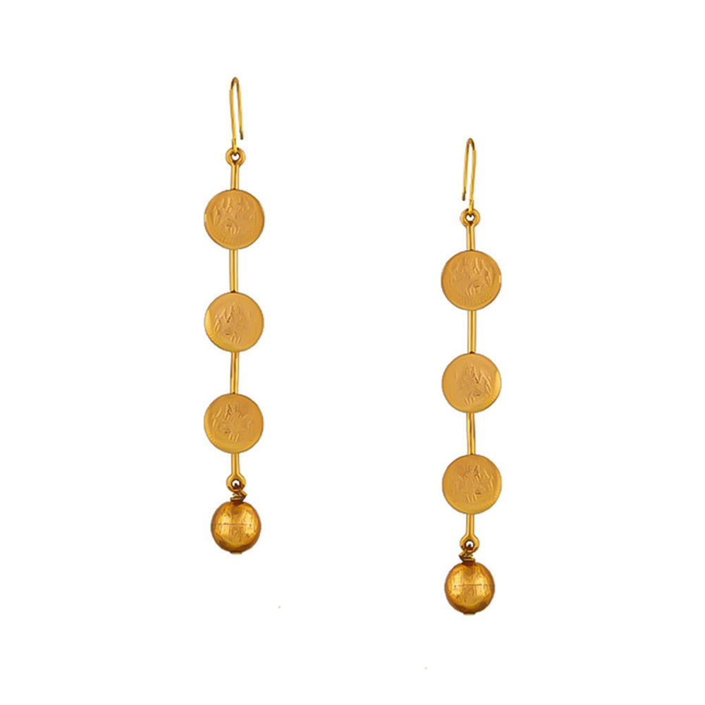 Suhani Pittie Gold coin motif drop earrings