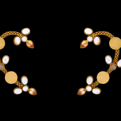 Suhani Pittie Gold coin motif and crystal ear cuff White