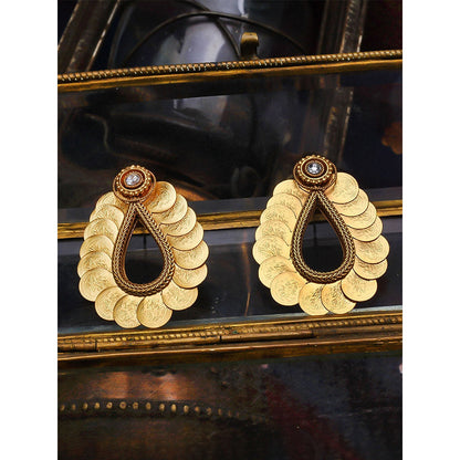 Suhani Pittie Gold coin motif and crystal Drop earrings