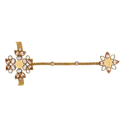 Suhani Pittie Gold Haathphool with coin and floral design crystals