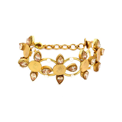 Suhani Pittie Gold coin pink crystal hand cuff