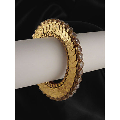 Suhani Pittie Gold Halo bangle hand cuff with White crystals