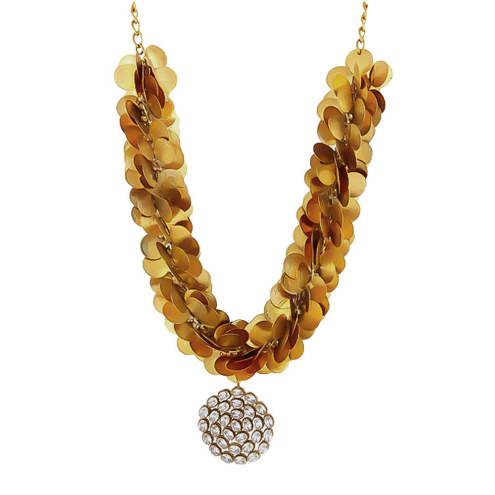 Suhani Pittie Gold coin cluster neckpiece with crystal pendant