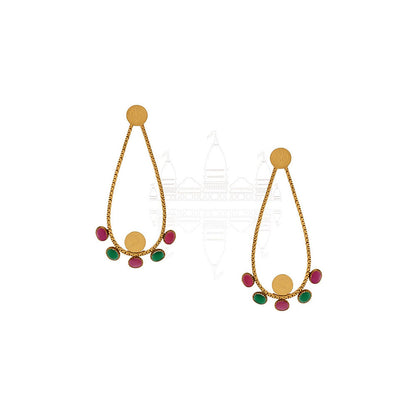 Suhani Pittie Gold teardrop with crystals Green and Red hoop Drop earrings