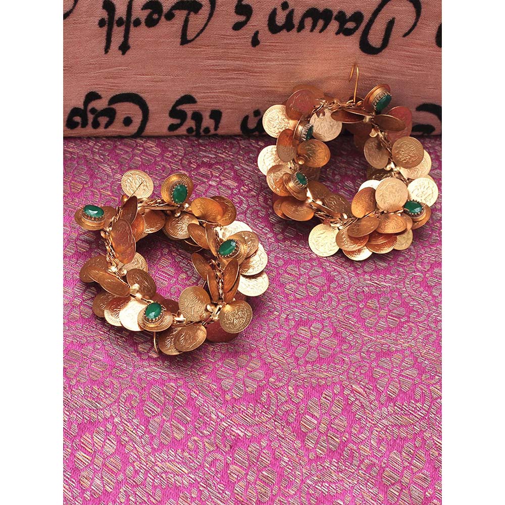 Suhani Pittie Gold coin cluster hoop Drop earrings