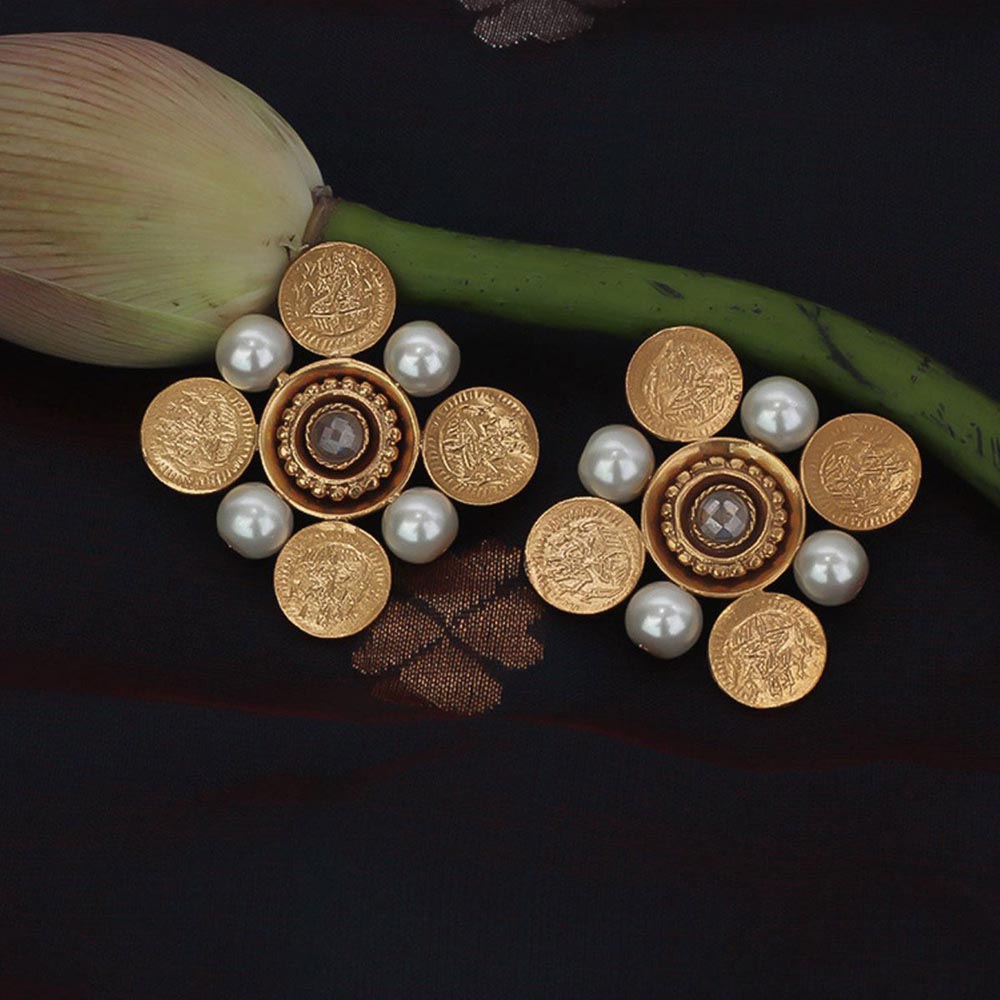 Suhani Pittie Gold Kasu Coin Indian Hair accessory with pearls