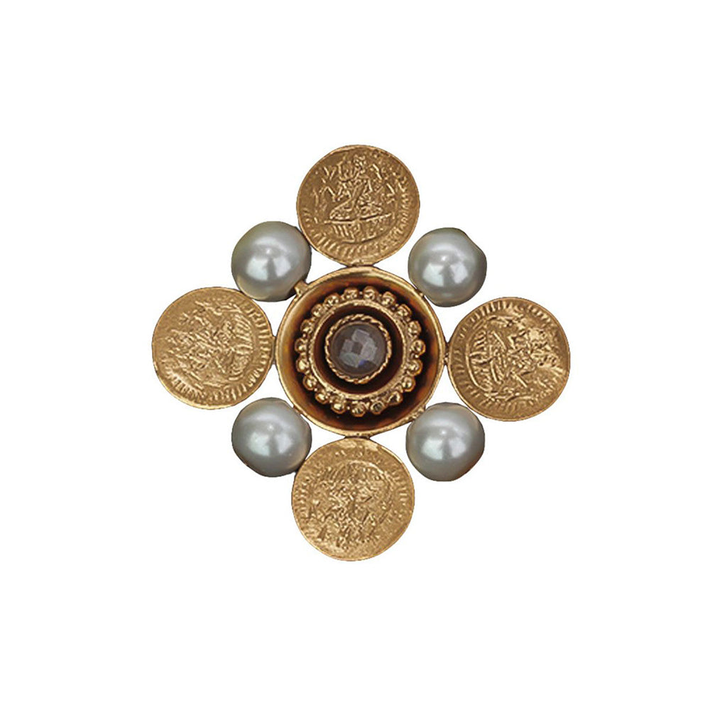 Suhani Pittie Gold Kasu Coin Indian Hair accessory with pearls