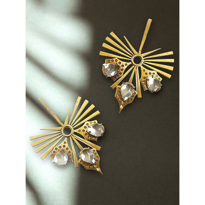 Suhani Pittie White Crystal Maya 22K Gold Plated Earrings