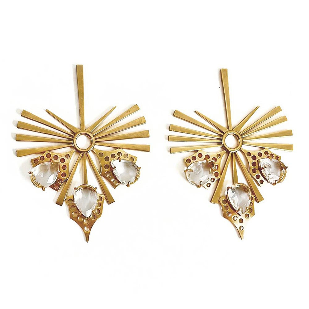 Suhani Pittie White Crystal Maya 22K Gold Plated Earrings
