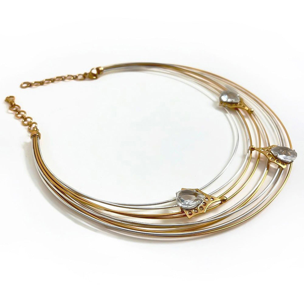 Suhani Pittie White Cyber Crystal 22K Gold Plated Choker Neckpiece