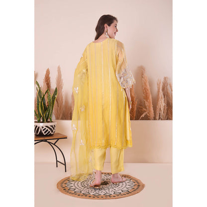 SURABHI ARYA Lemon Zest Kurta with Pant and Dupatta - Yellow