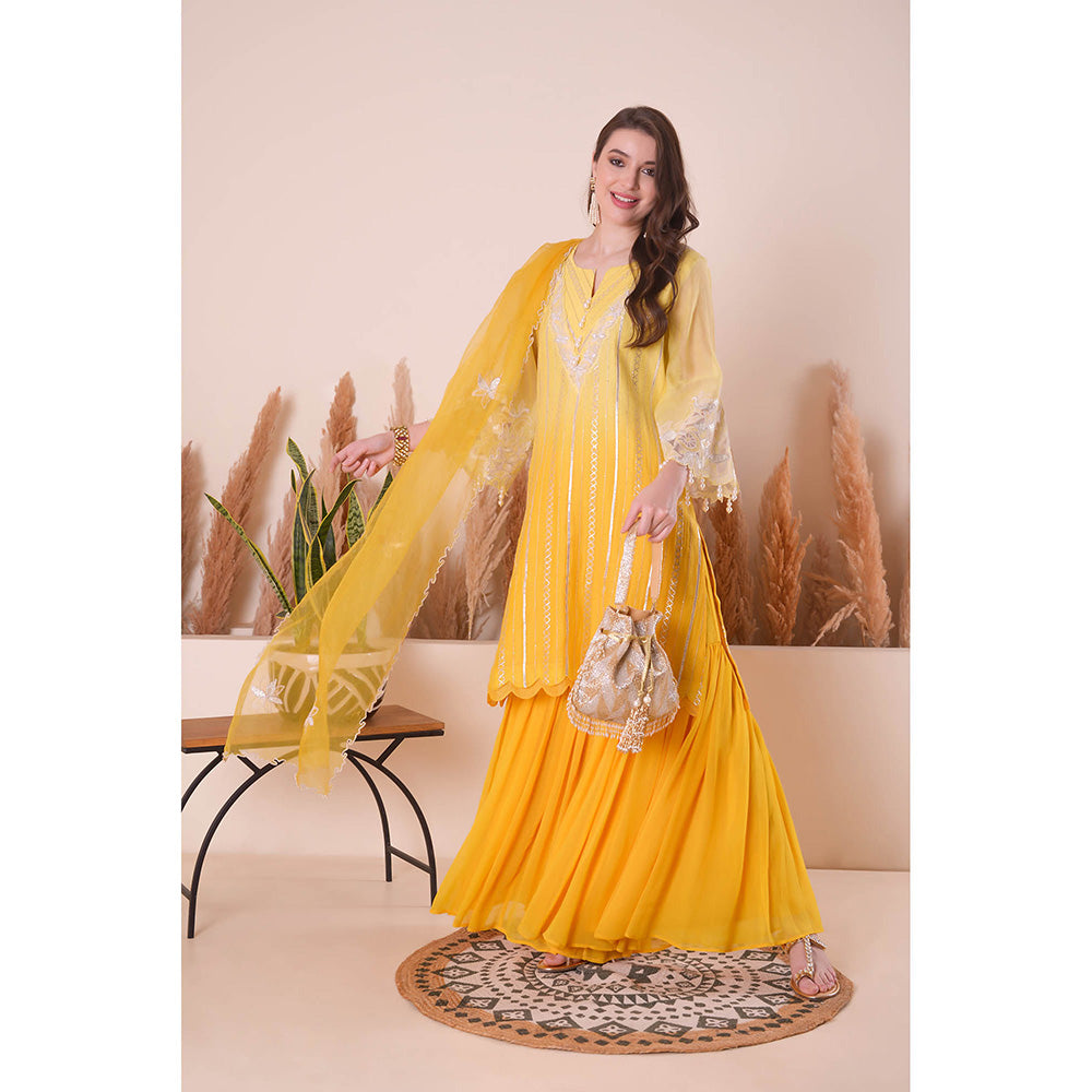 SURABHI ARYA Zesty Sunrise Kurta with Sharara and Dupatta - Yellow