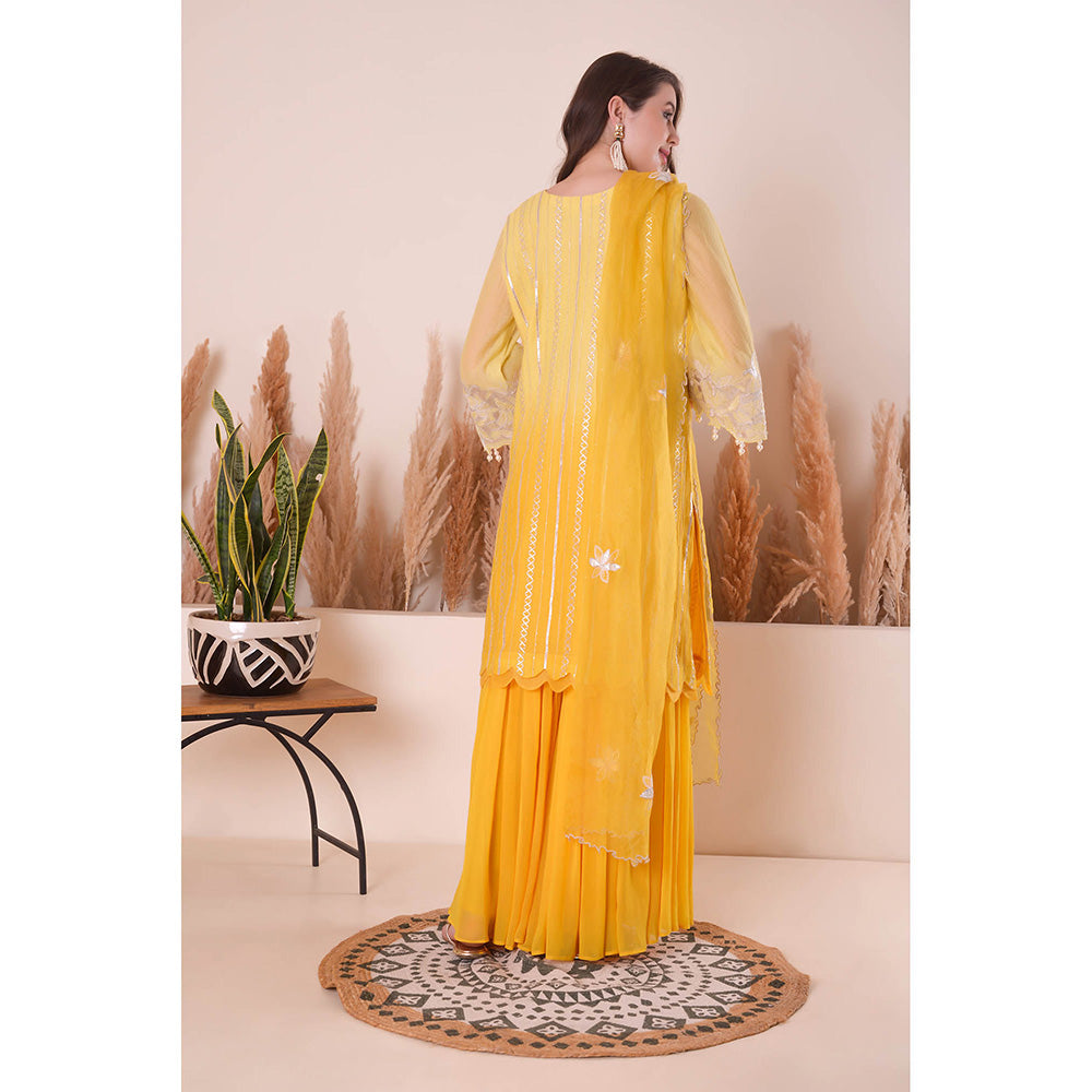 SURABHI ARYA Zesty Sunrise Kurta with Sharara and Dupatta - Yellow