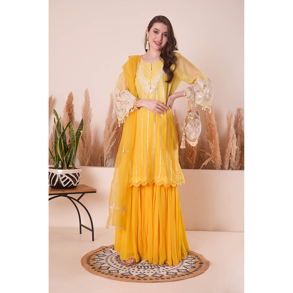 SURABHI ARYA Zesty Sunrise Kurta with Sharara and Dupatta - Yellow