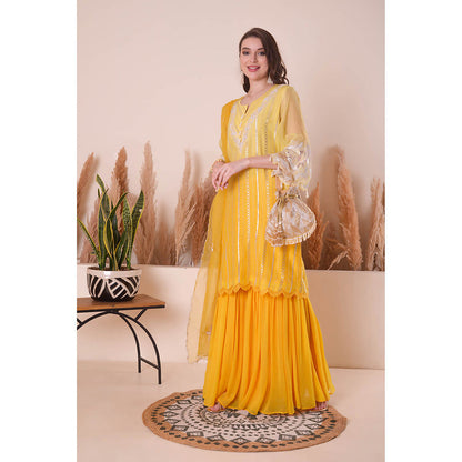 SURABHI ARYA Zesty Sunrise Kurta with Sharara and Dupatta - Yellow