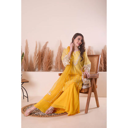 SURABHI ARYA Zesty Sunrise Kurta with Sharara and Dupatta - Yellow