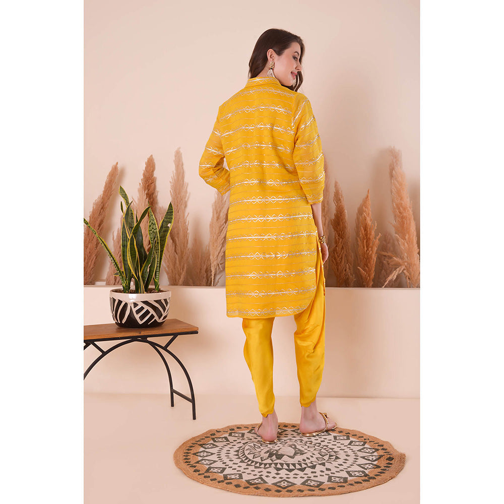 SURABHI ARYA Sunlit Collar Yellow Kurta with Dhoti Pant