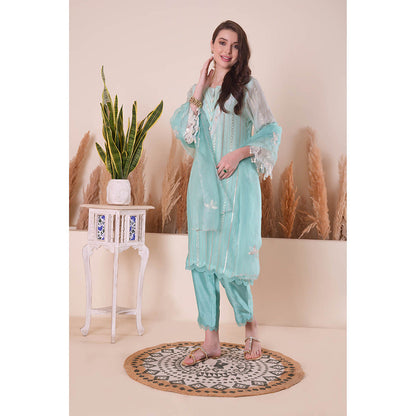 SURABHI ARYA Azure Bliss Kurta with Pant and Dupatta - Blue