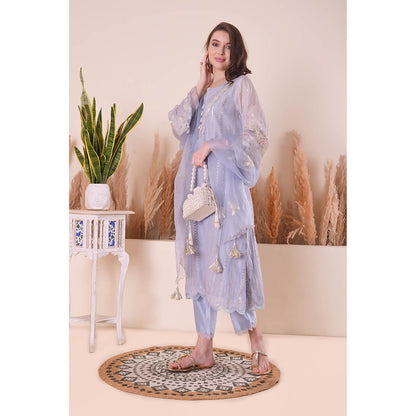 SURABHI ARYA Powder Blue Bliss Kurta with Pant and Dupatta - Lavender