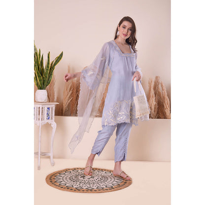 SURABHI ARYA Powder Blue Harmony Kurta with Pant and Dupatta