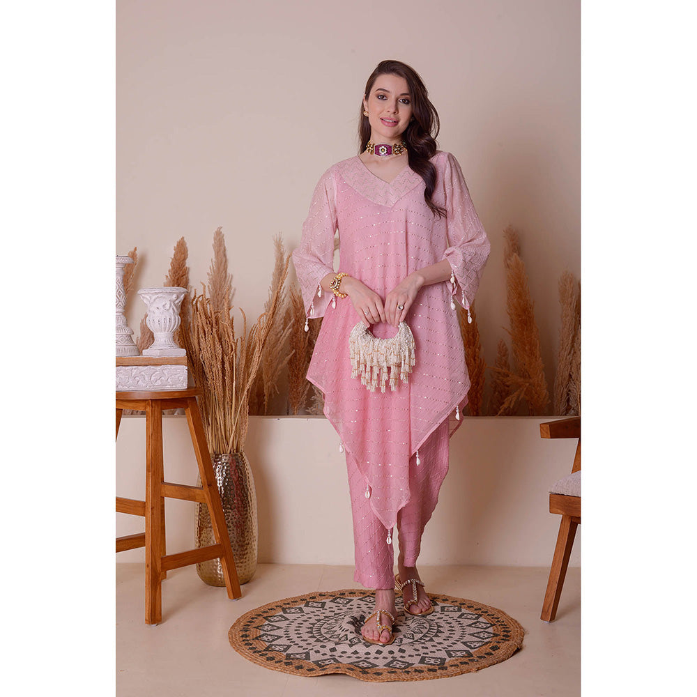 SURABHI ARYA Peony Pink Splendour Kurta with Pant and Dupatta