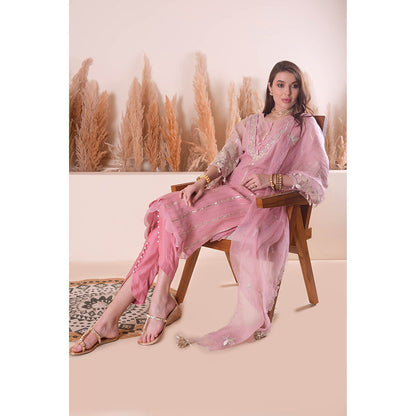 SURABHI ARYA Peony Pink Bliss Kurta with Pant and Dupatta