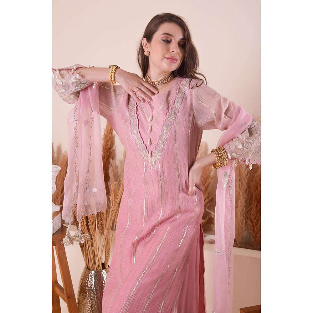 SURABHI ARYA Blush Bloom Kurta with Sharara - Pink