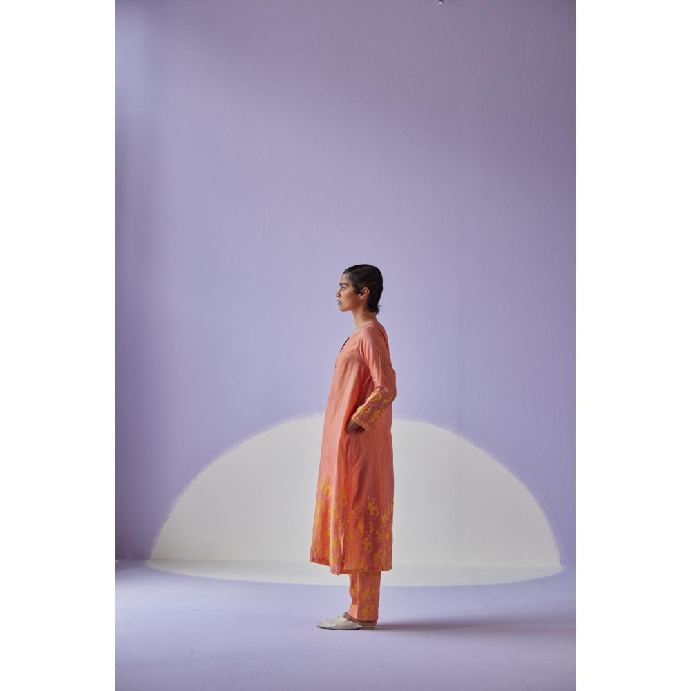 Surbhi Gupta Coral Pleat Kurta with Dupatta and Pant (Set of 3)