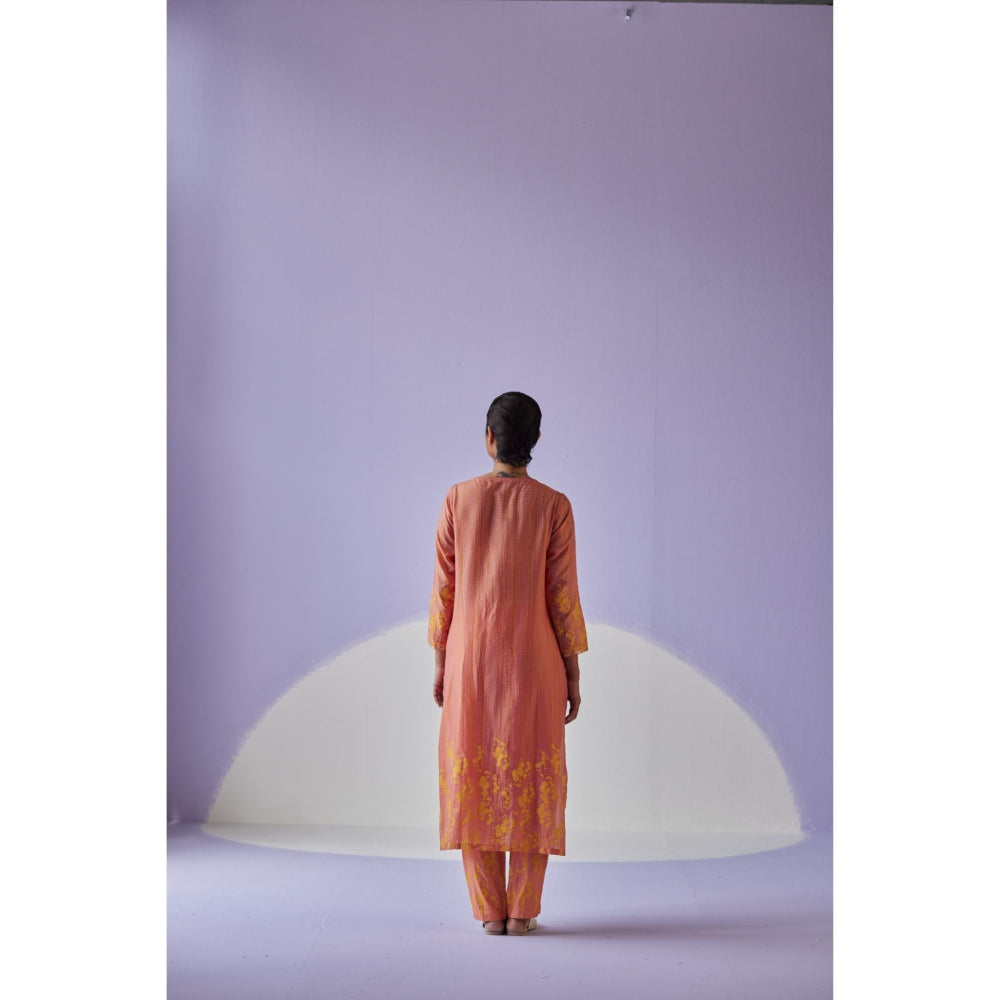 Surbhi Gupta Coral Pleat Kurta with Dupatta and Pant (Set of 3)