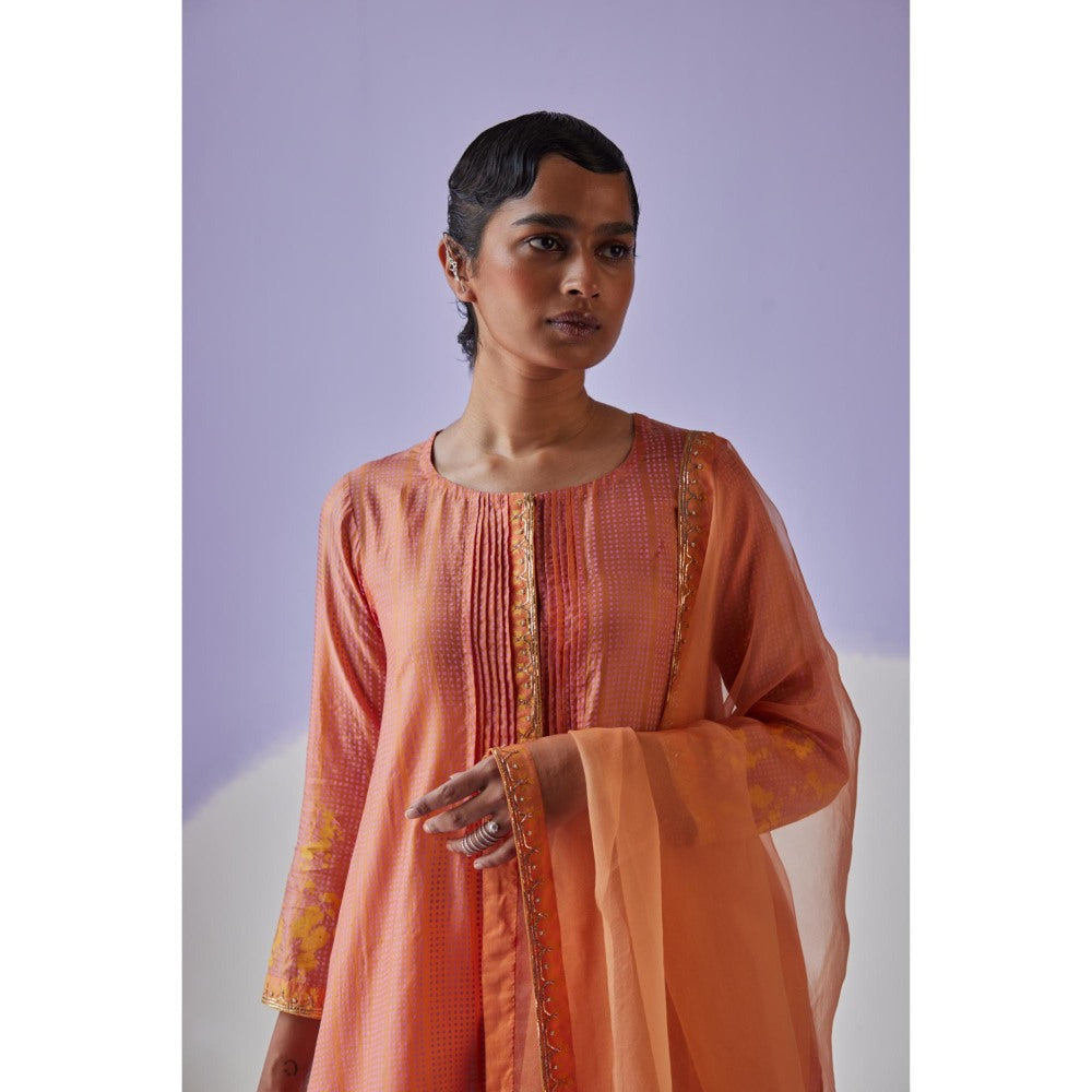 Surbhi Gupta Coral Pleat Kurta with Dupatta and Pant (Set of 3)