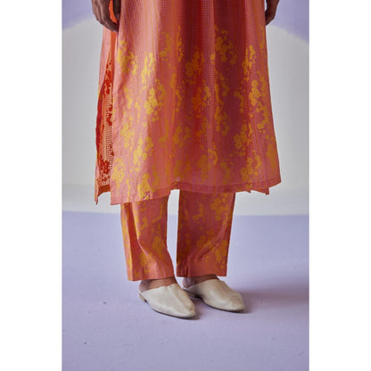 Surbhi Gupta Coral Pleat Kurta with Dupatta and Pant (Set of 3)