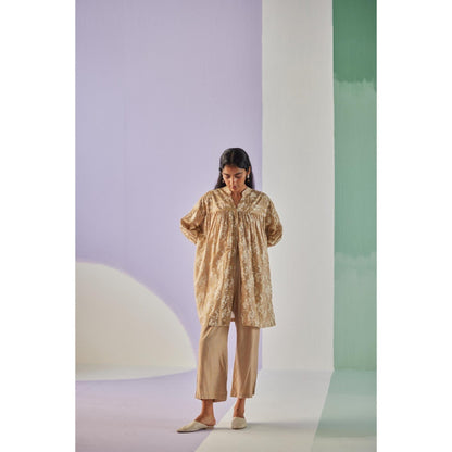 Surbhi Gupta Grey Short Gathered Shirt and Pant (Set of 2)