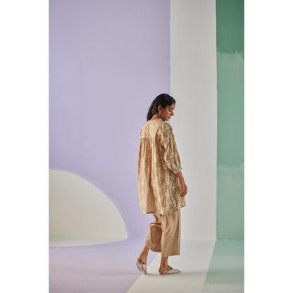 Surbhi Gupta Grey Short Gathered Shirt and Pant (Set of 2)