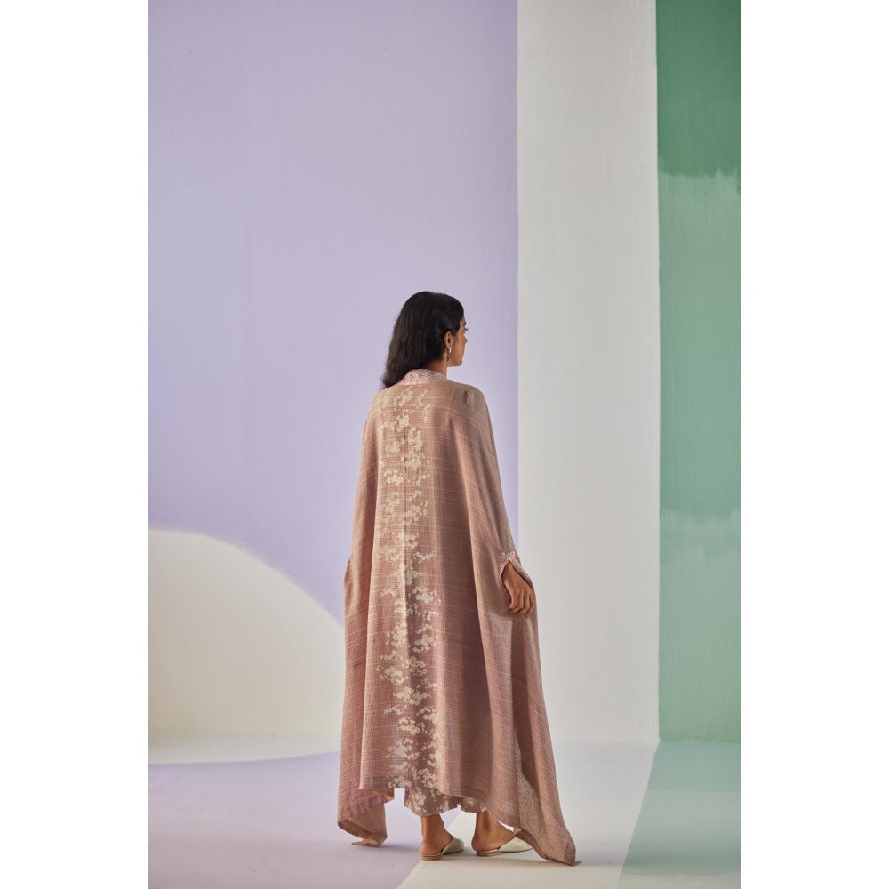 Surbhi Gupta Grey Crinkled Cape with Blouse and Trouser (Set of 3)