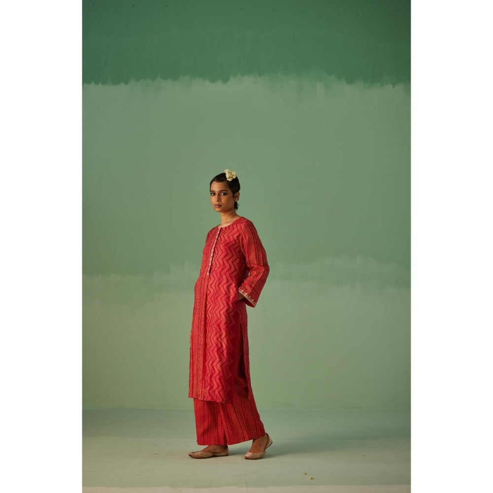 Surbhi Gupta Red Straight Kurta and Pant (Set of 2)