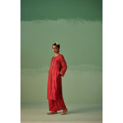 Surbhi Gupta Red Straight Kurta and Pant (Set of 2)
