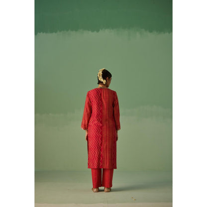 Surbhi Gupta Red Straight Kurta and Pant (Set of 2)