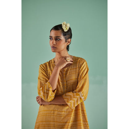 Surbhi Gupta Ochre A-Line Kurta and Pant (Set of 2)